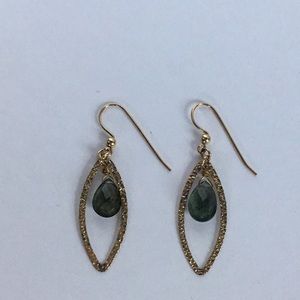 Gold tone and genuine labradorite earrings